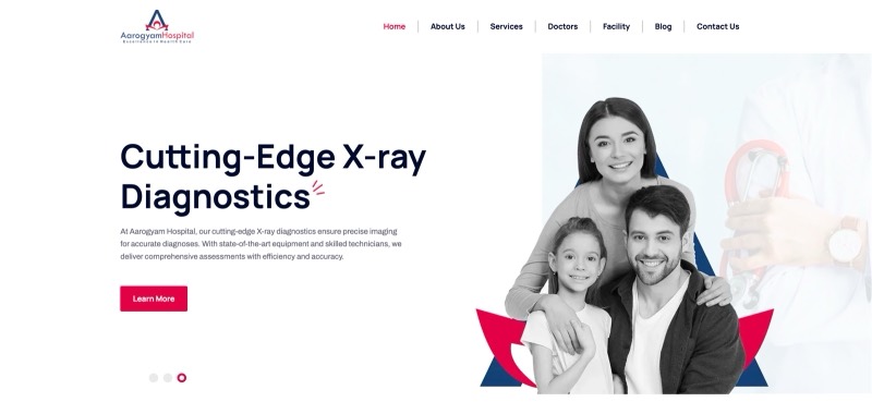 Aarogyam Hospital website homepage