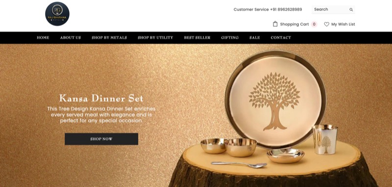 Raj Gharana Metals website homepage