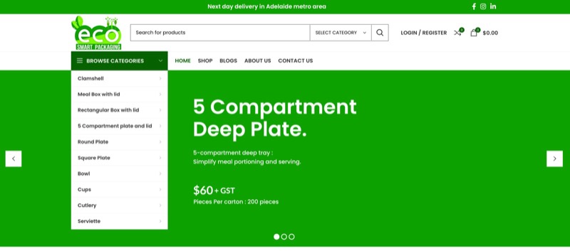 ecoSmart Packaging website homepage