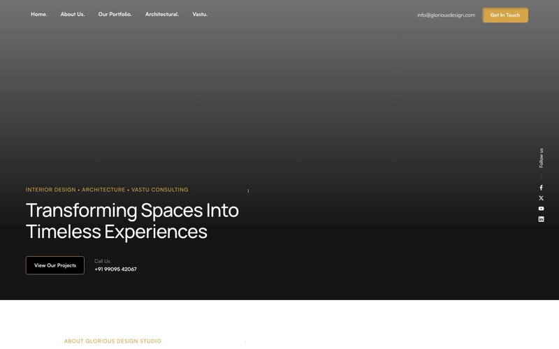 Glorious Design Studio website homepage