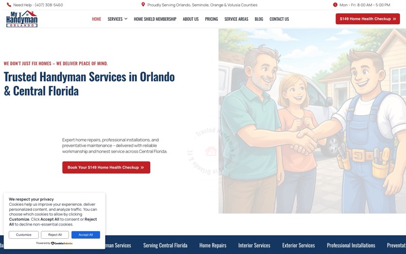 My Handyman Orlando website homepage