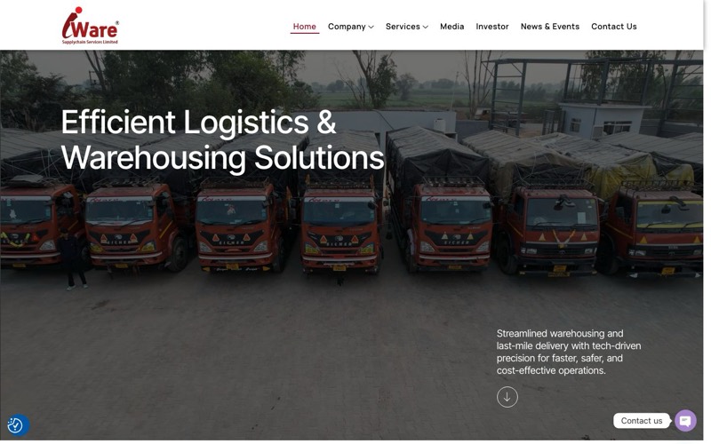 iWare Supplychain website homepage