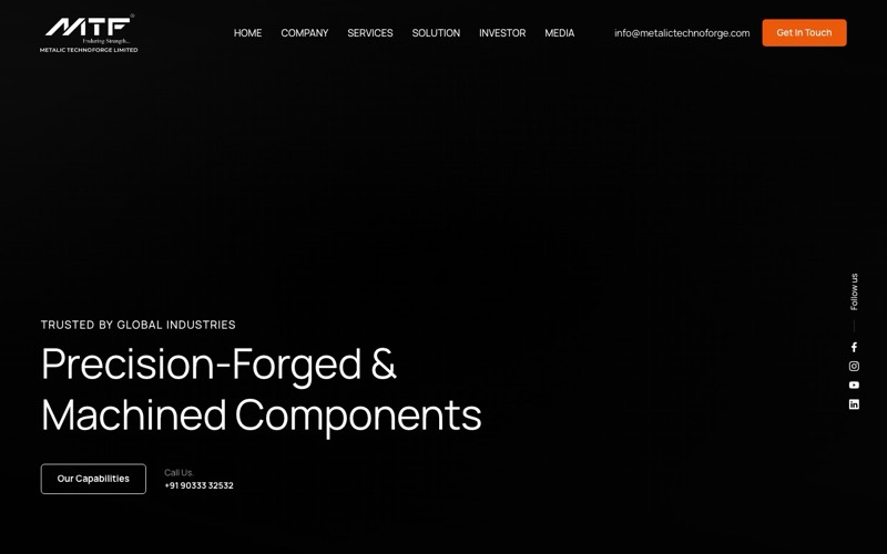 Metalic Technoforge website homepage