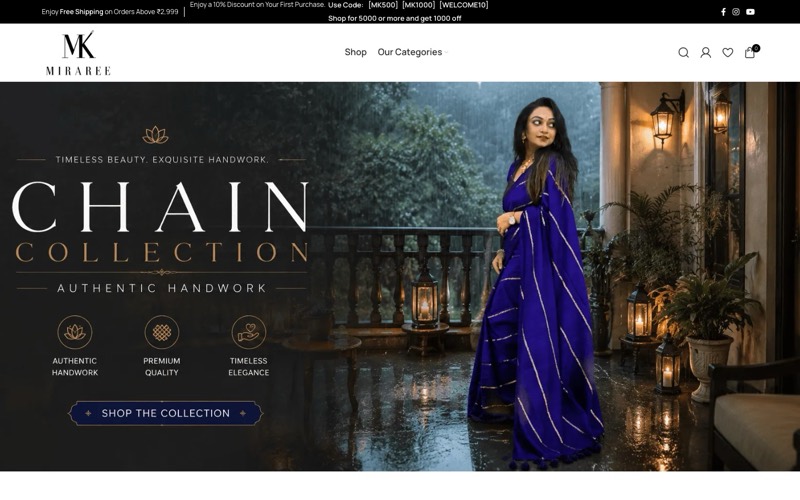 Miraree website homepage