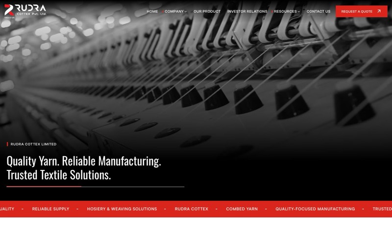 Rudra Cottex website homepage