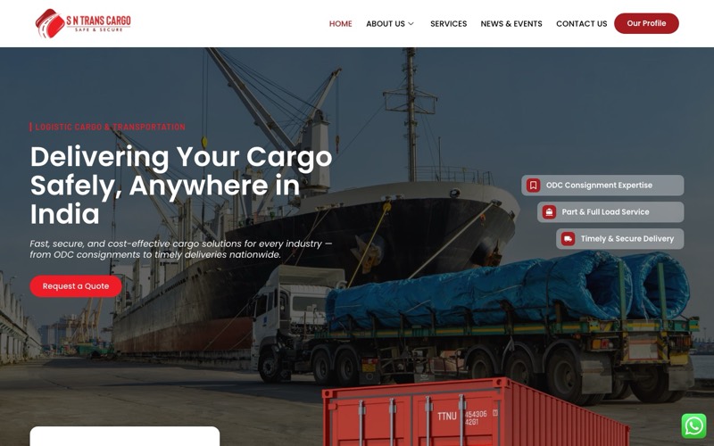 SN Transcargo website homepage