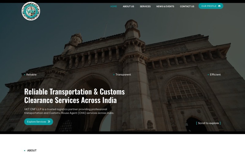 VKT CNF LLP website homepage
